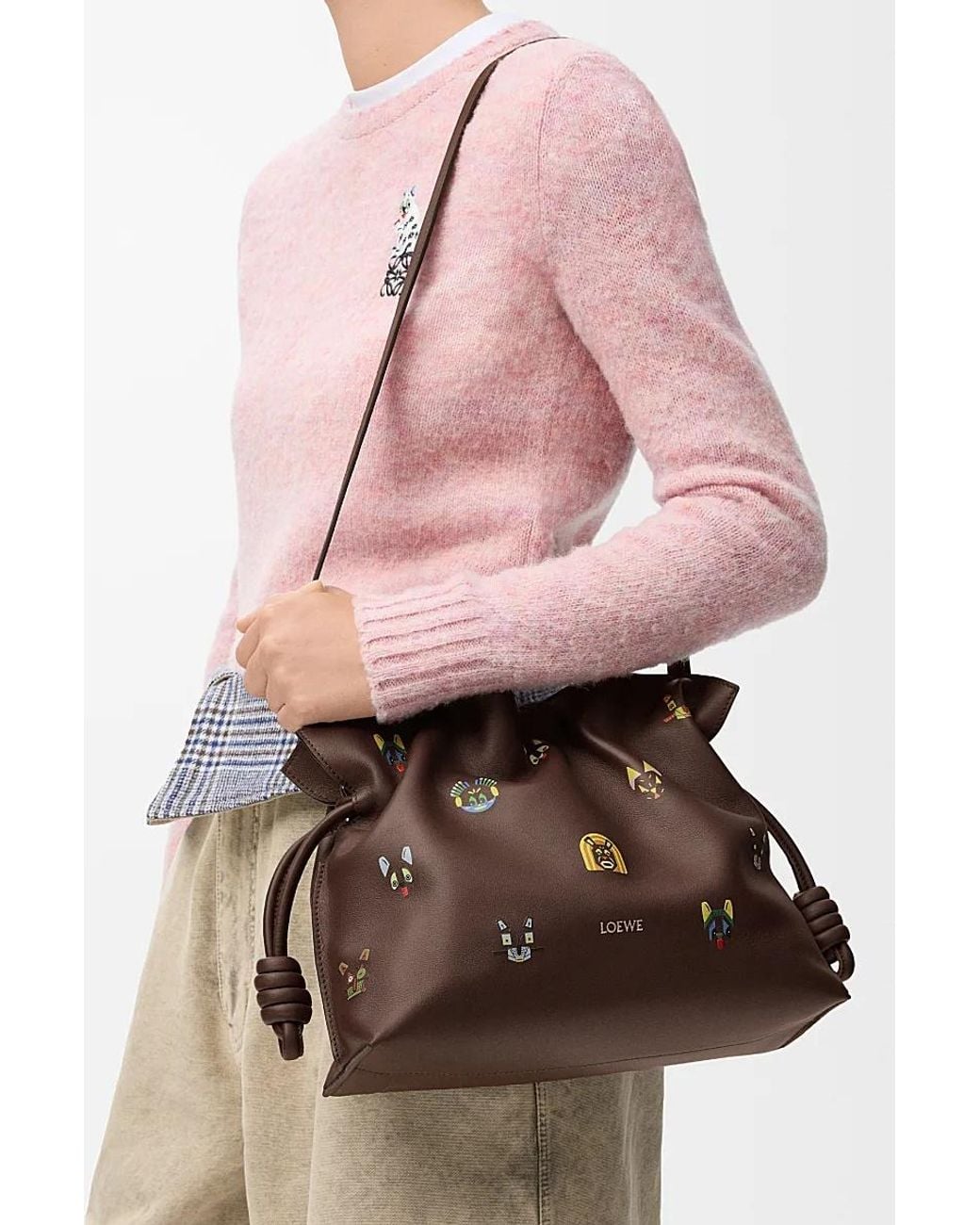 Loewe Brown X Louis Wain Medium Leather Flamenco Shoulder Bag