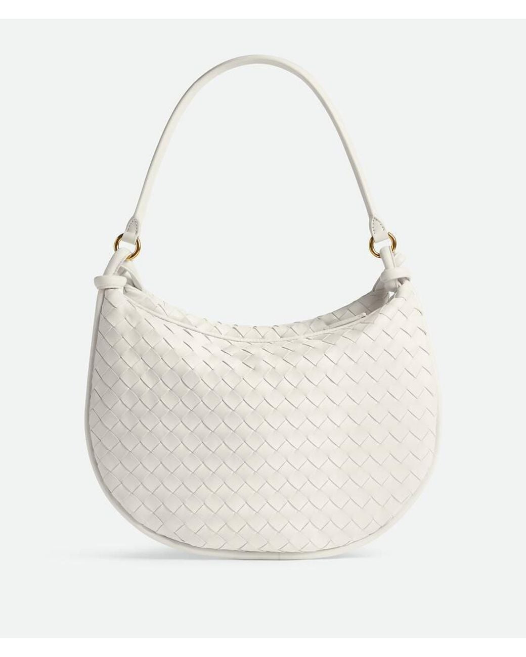 Bottega Veneta White Woven Pattern Shoulder Bag