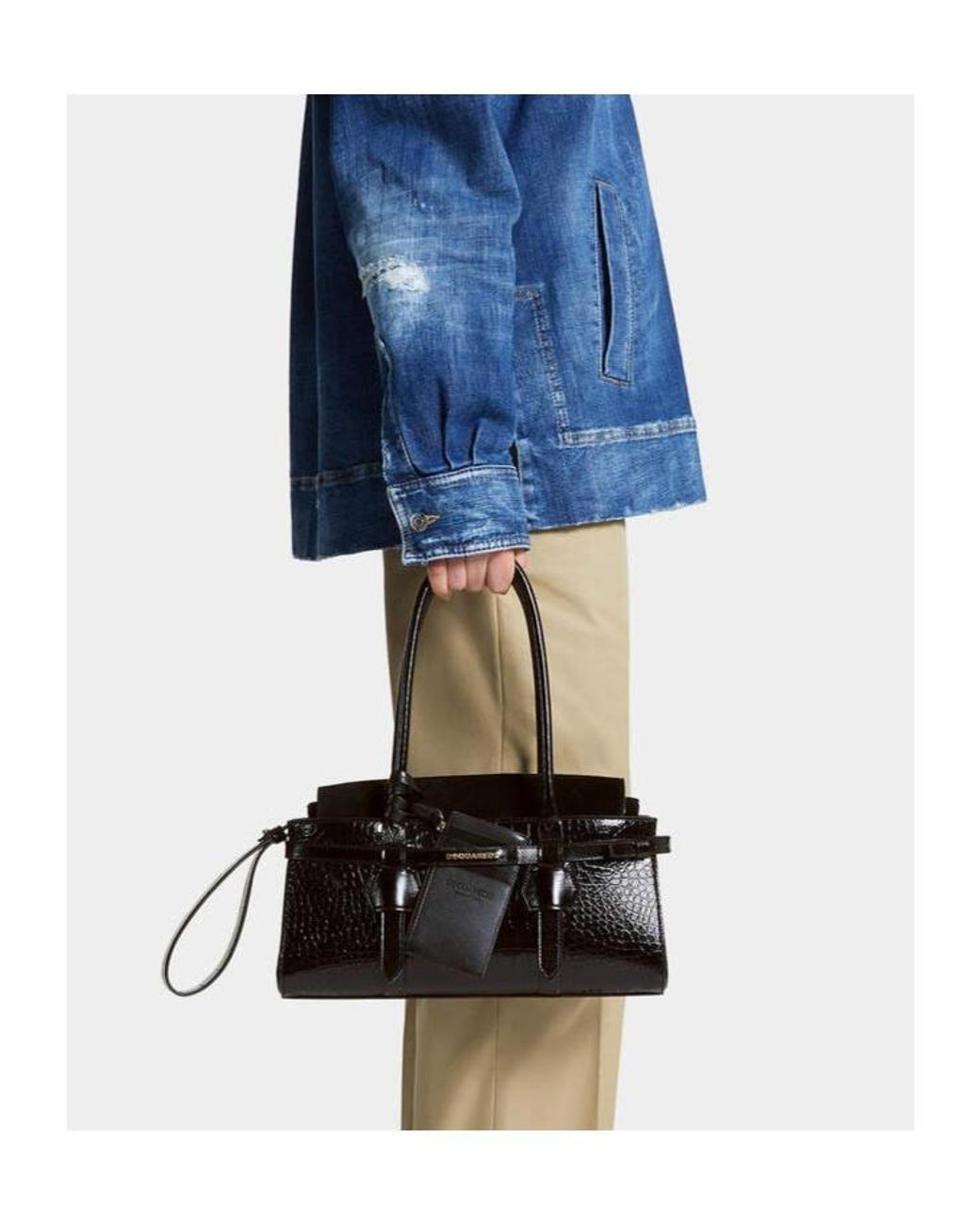 DSquared² Black Logo Stamp Twin Shoulder Bag