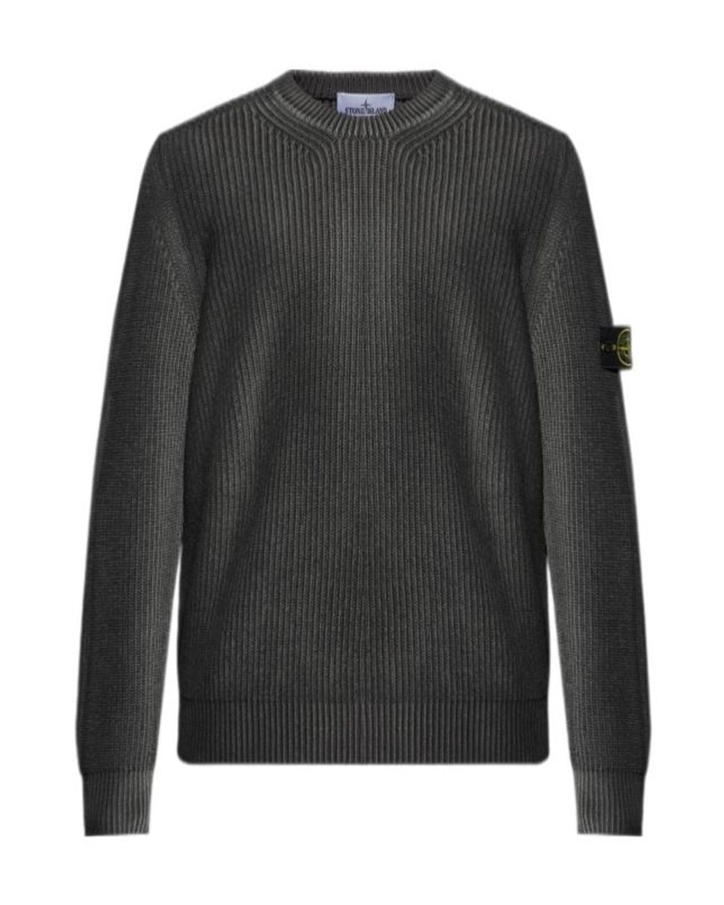 Stone Island Gray Logo Patch Knitted Jumper for men