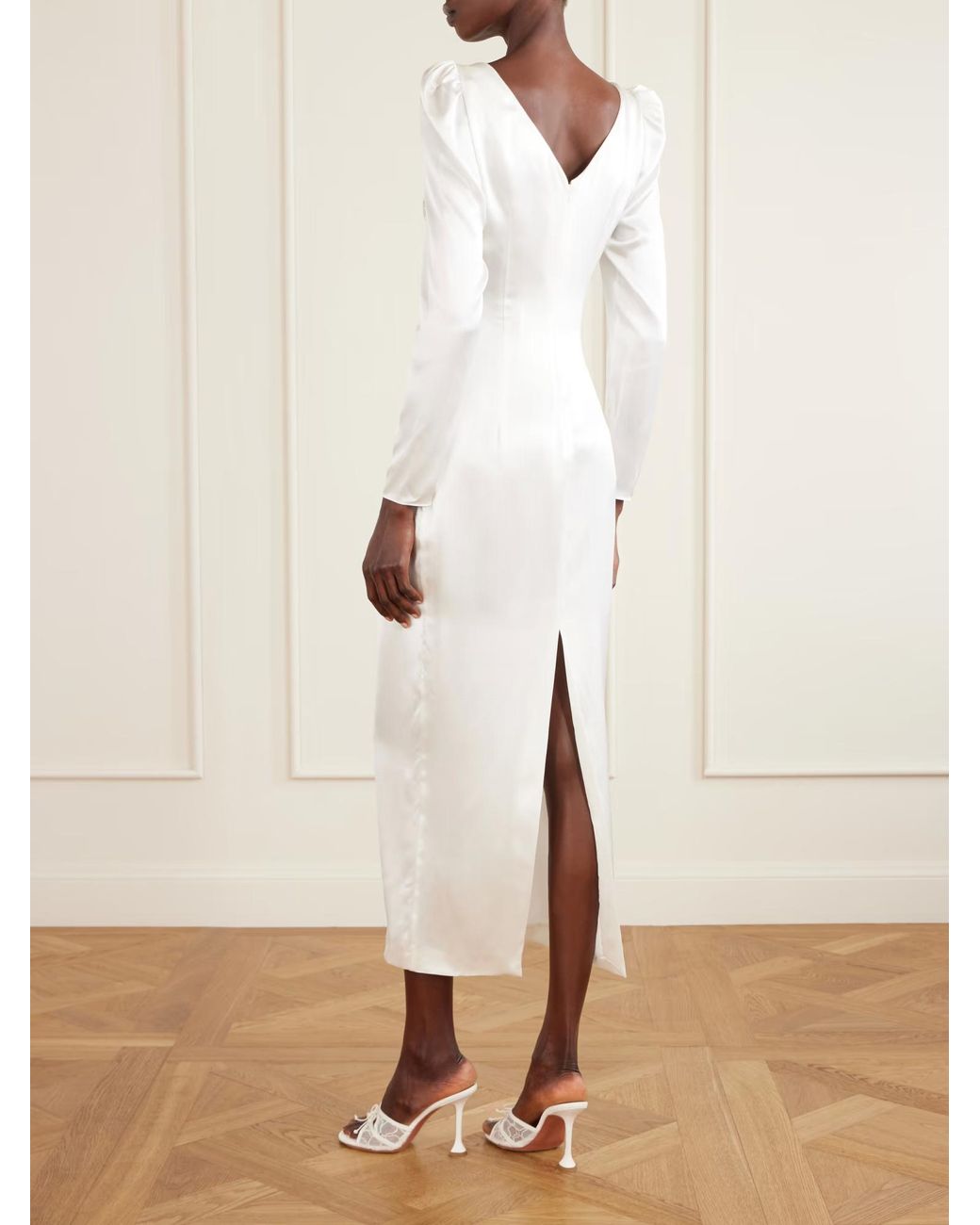 Alessandra Rich White Bow-Embellished Sequined Dress