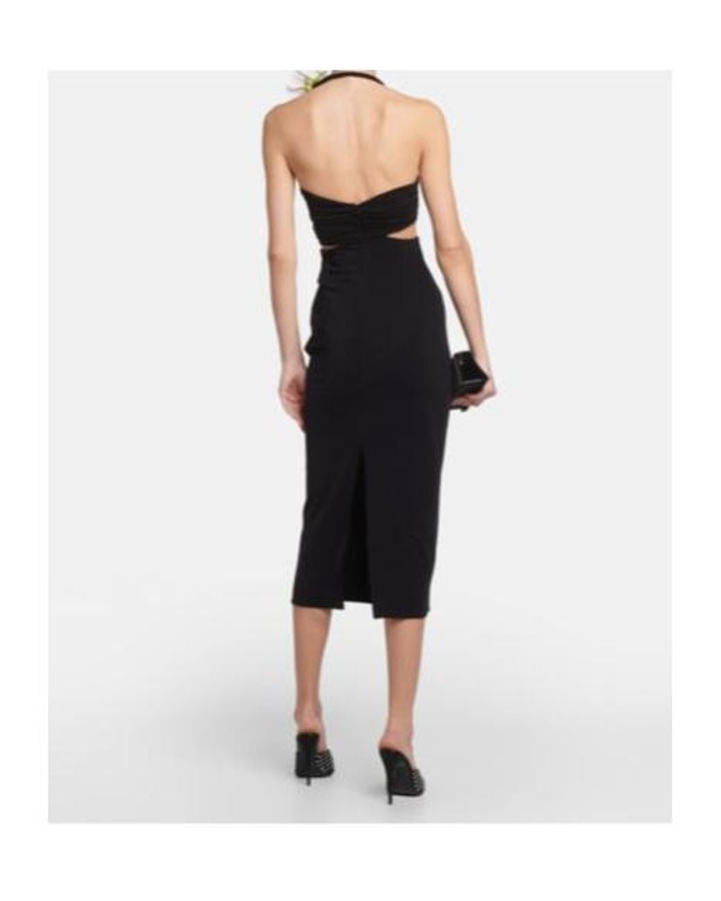 Magda Butrym Black Floral-Appliqué Cutout Midi Dress