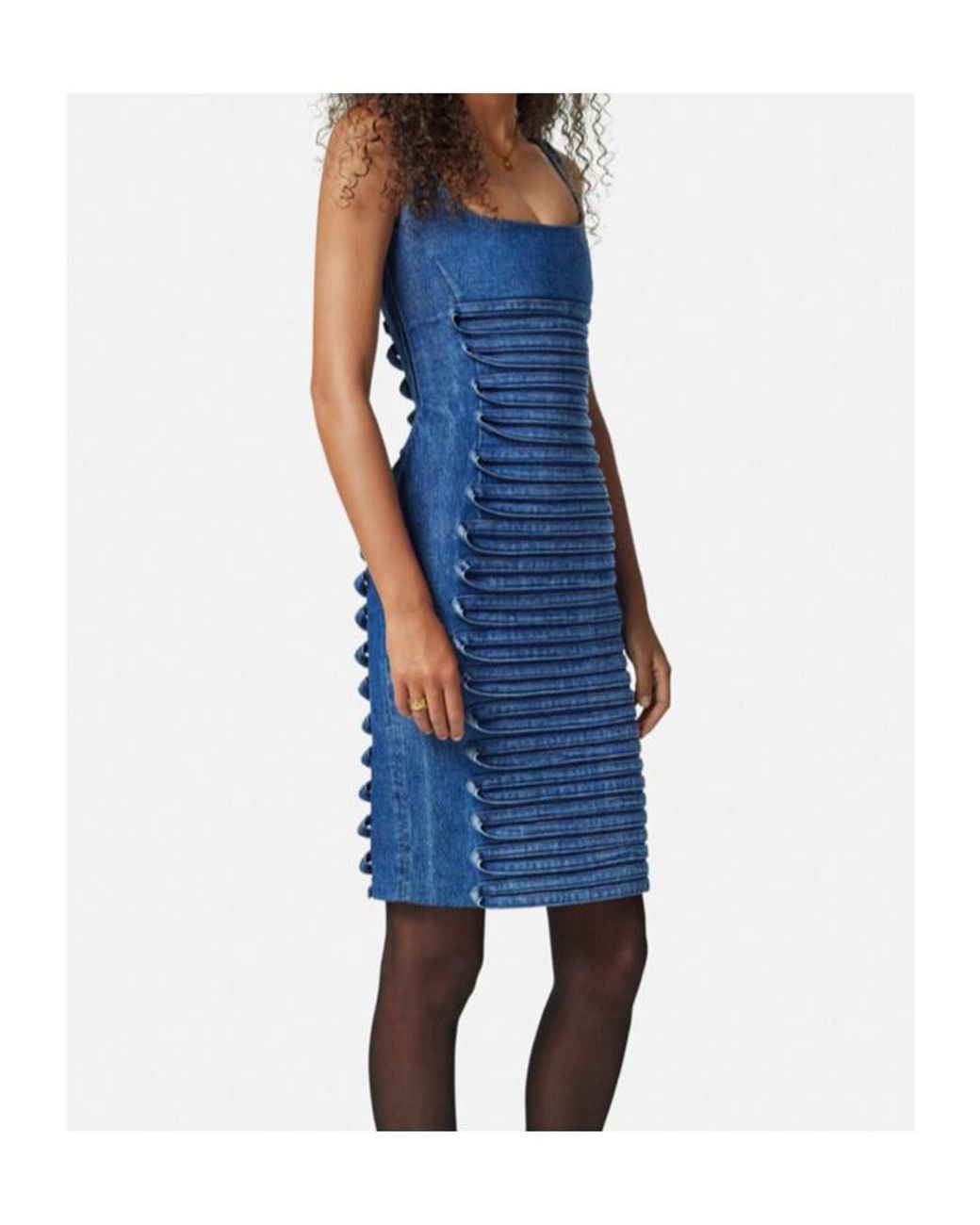 Versace Blue Panelled Denim Mini Dress