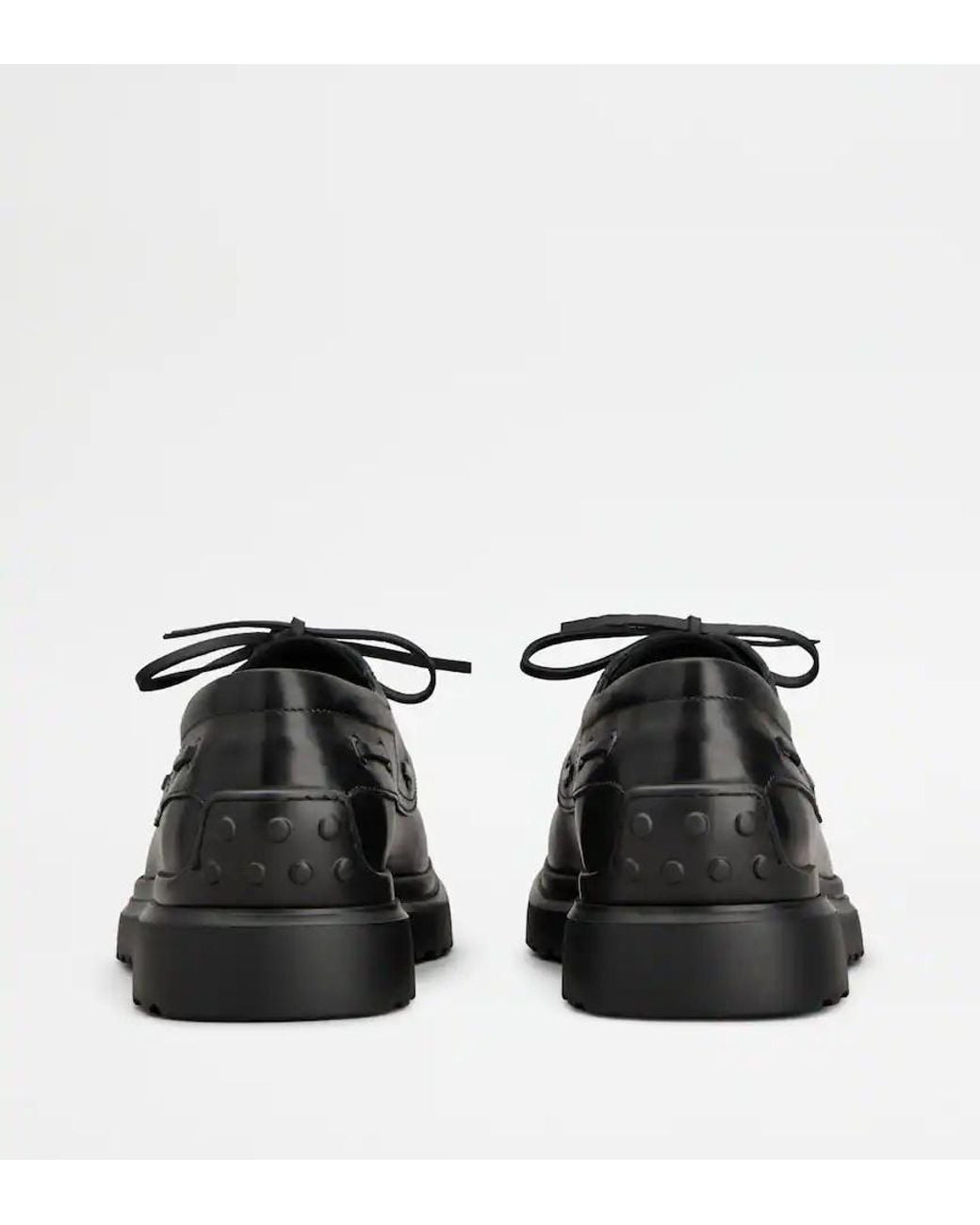 Tod's Black Round Toe Lace-Up Loafers for men