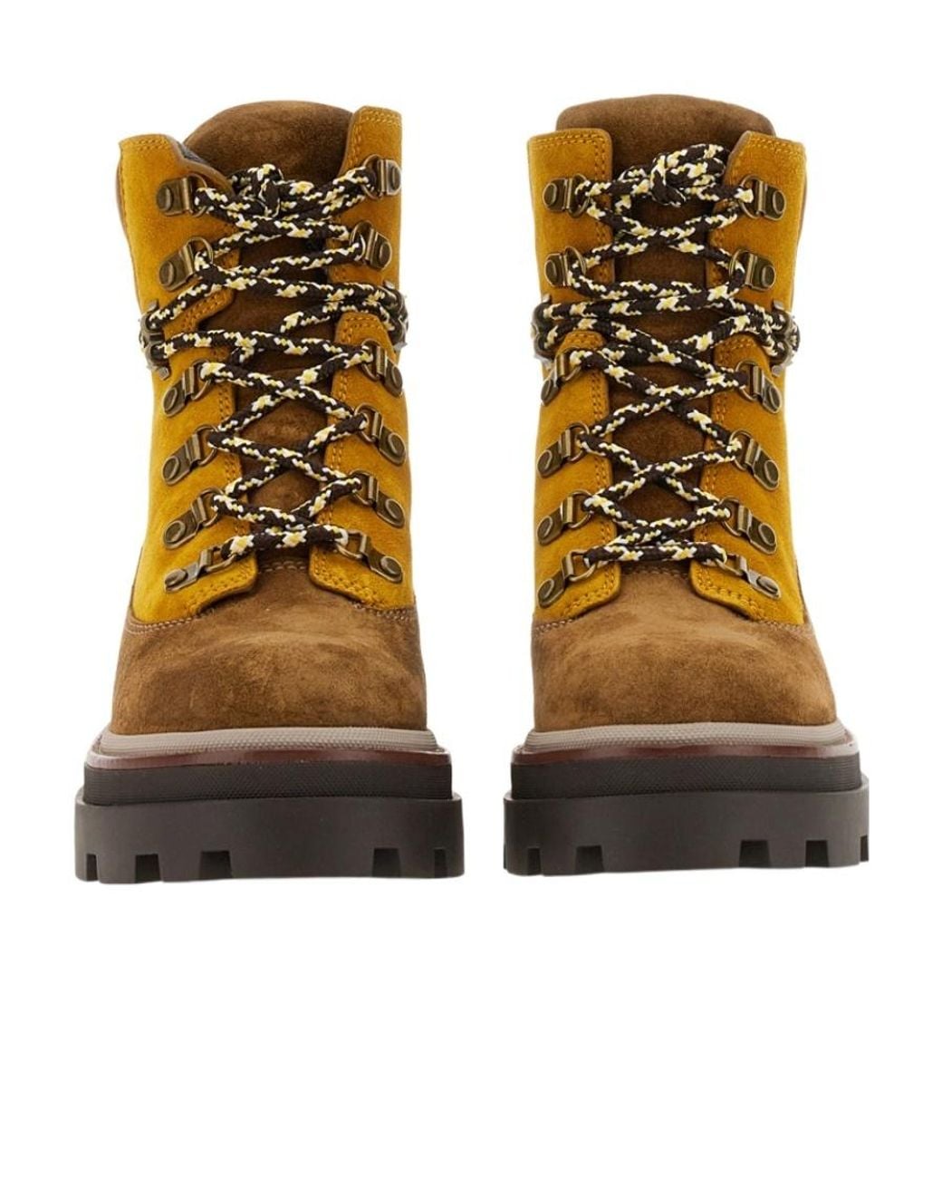 Tory Burch Brown Logo Embossed Lace-Up Boots