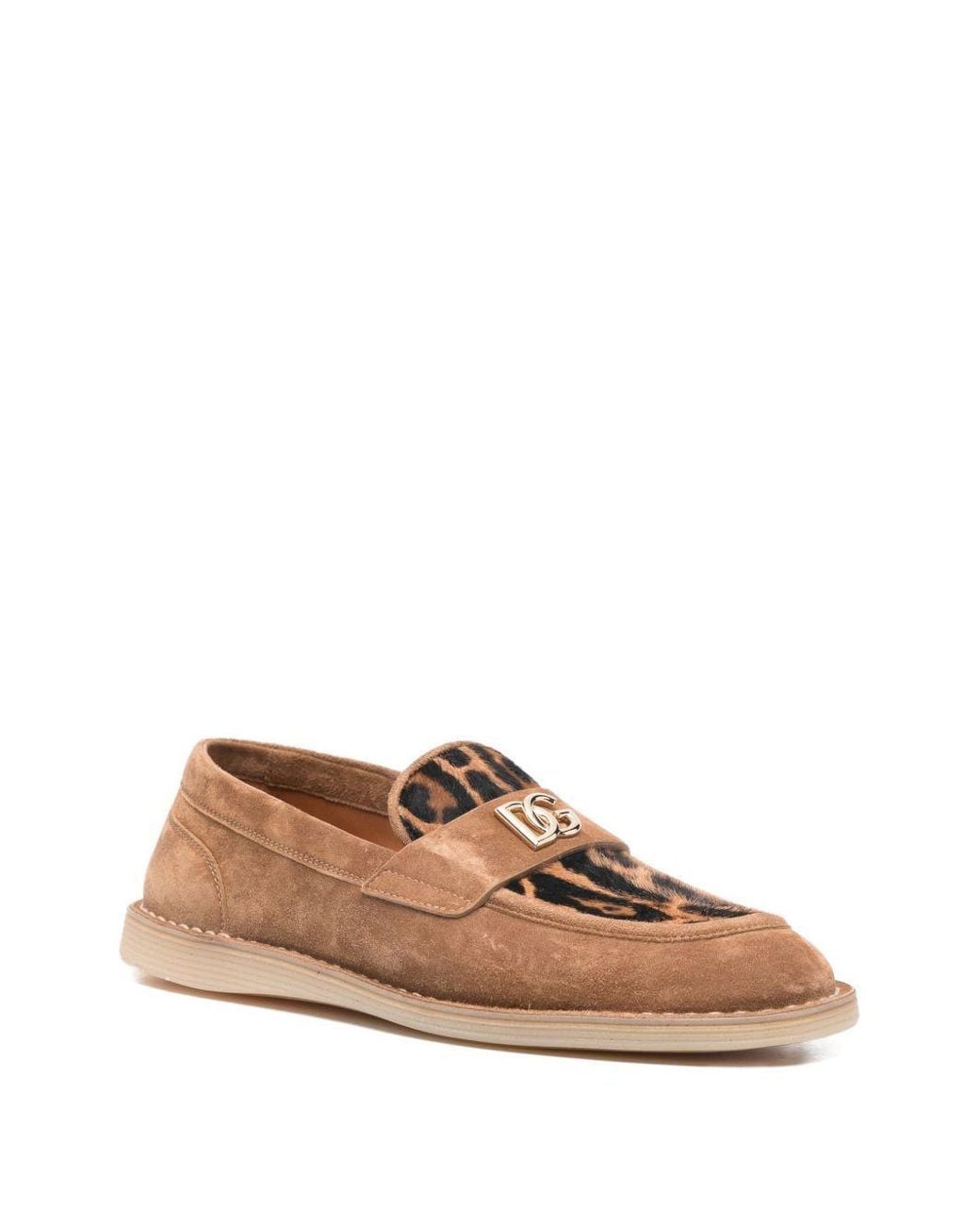 Dolce & Gabbana Brown Logo Detail Flat Shoes