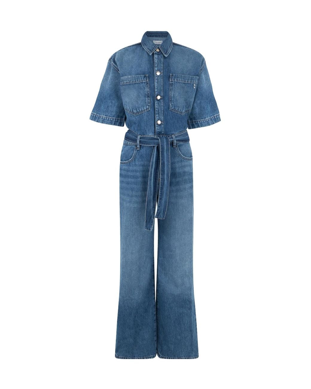 ICON DENIM Blue Belted Wide-Leg Jumpsuit