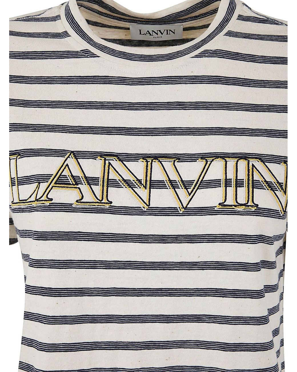 Lanvin White Striped Crewneck T-Shirt