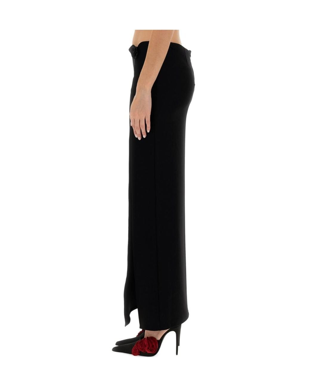 Magda Butrym Black Side Slit Long Skirt