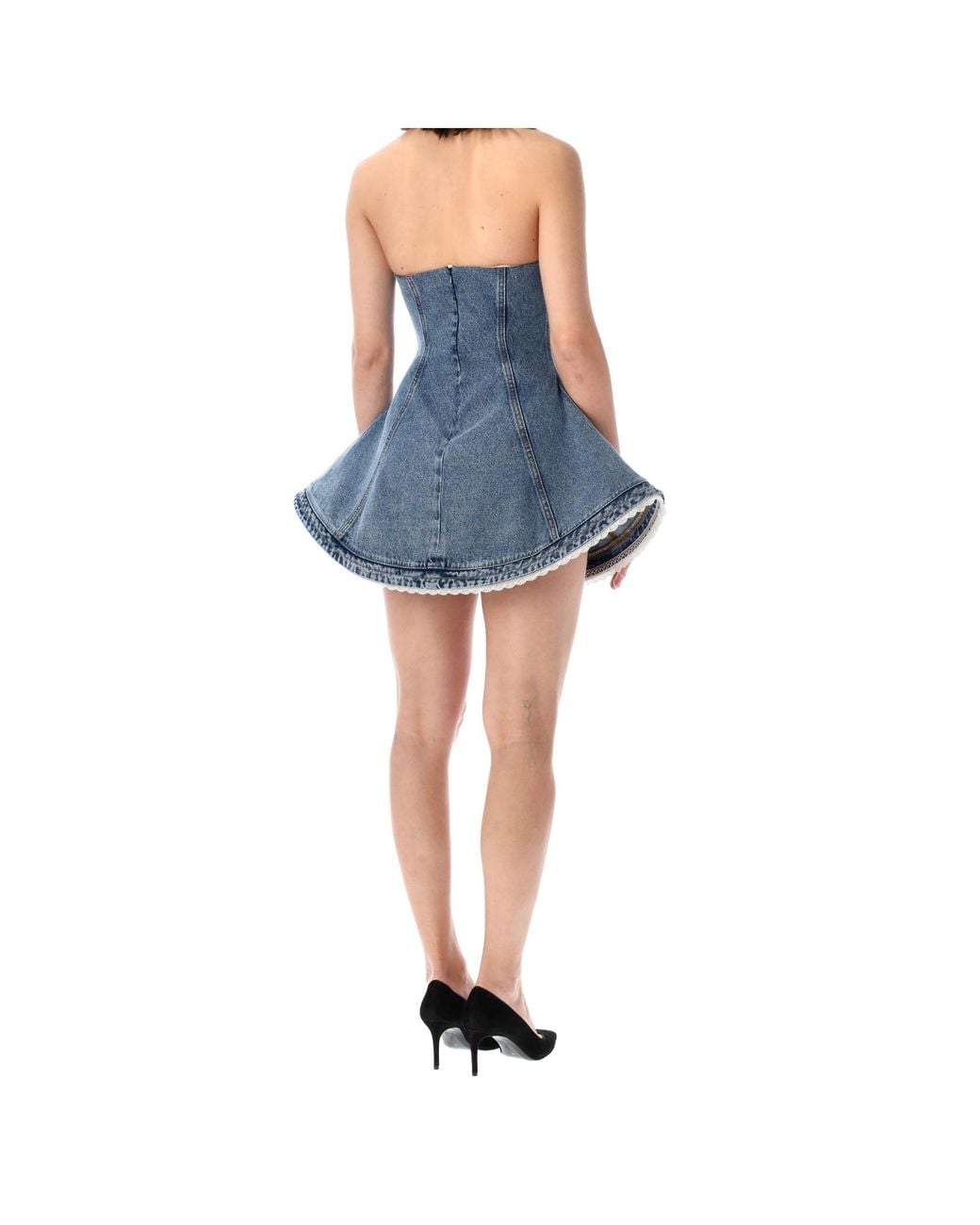 Magda Butrym Blue Denim Washed Bustier Dress