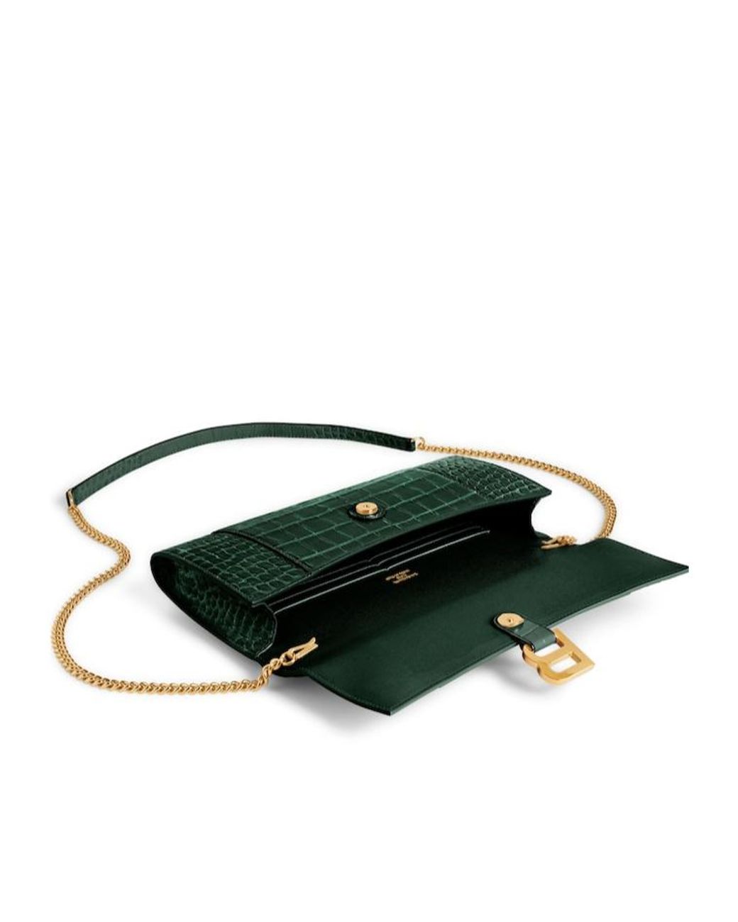 Balenciaga Green Hourglass Pochette With Chain