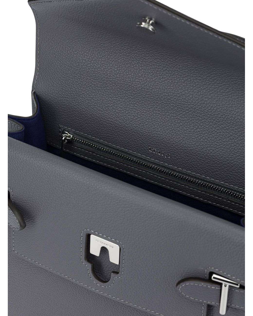 Le Tanneur Gray Structured Flap Shoulder Bag