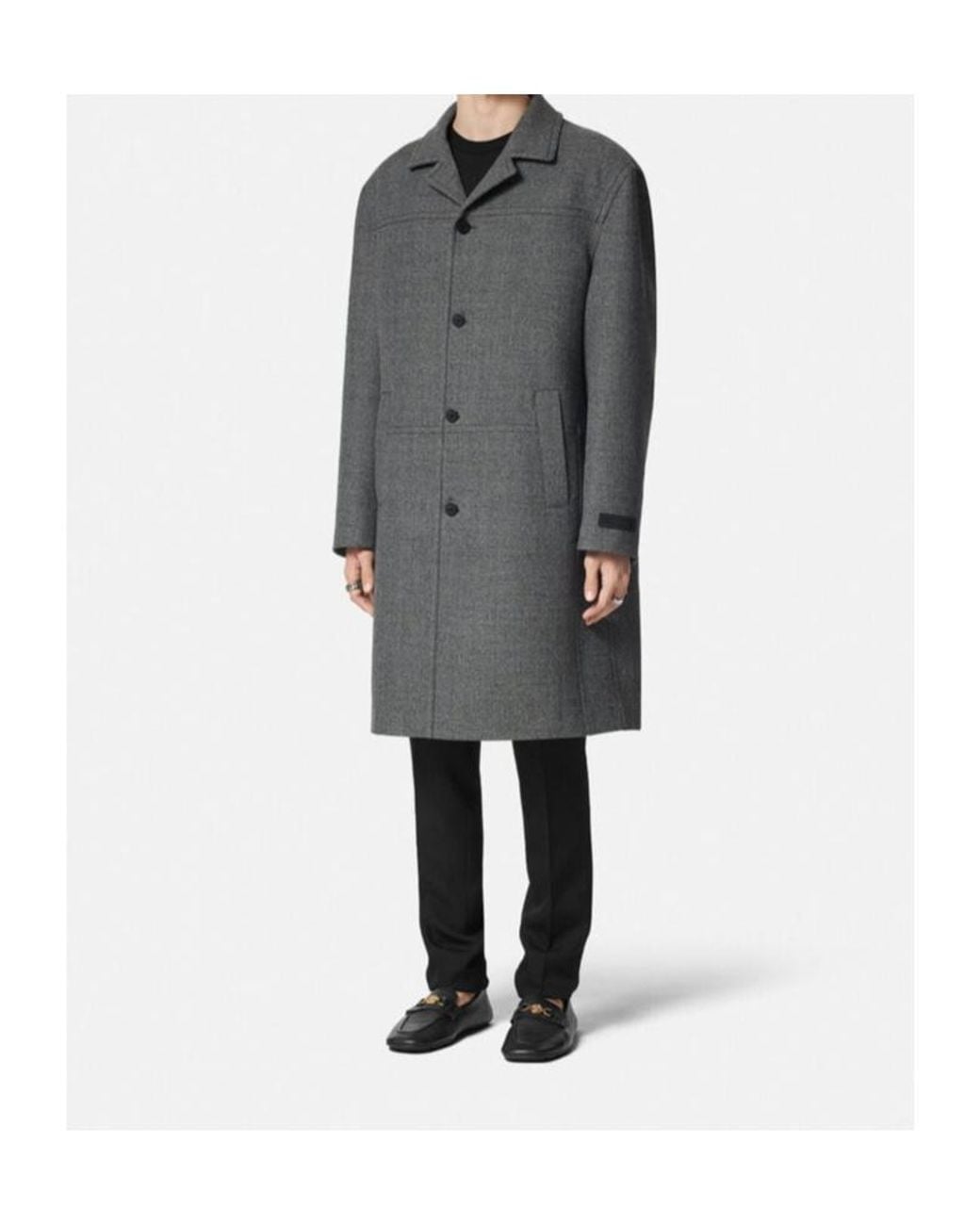 Versace Gray Single-Breasted Coat for men