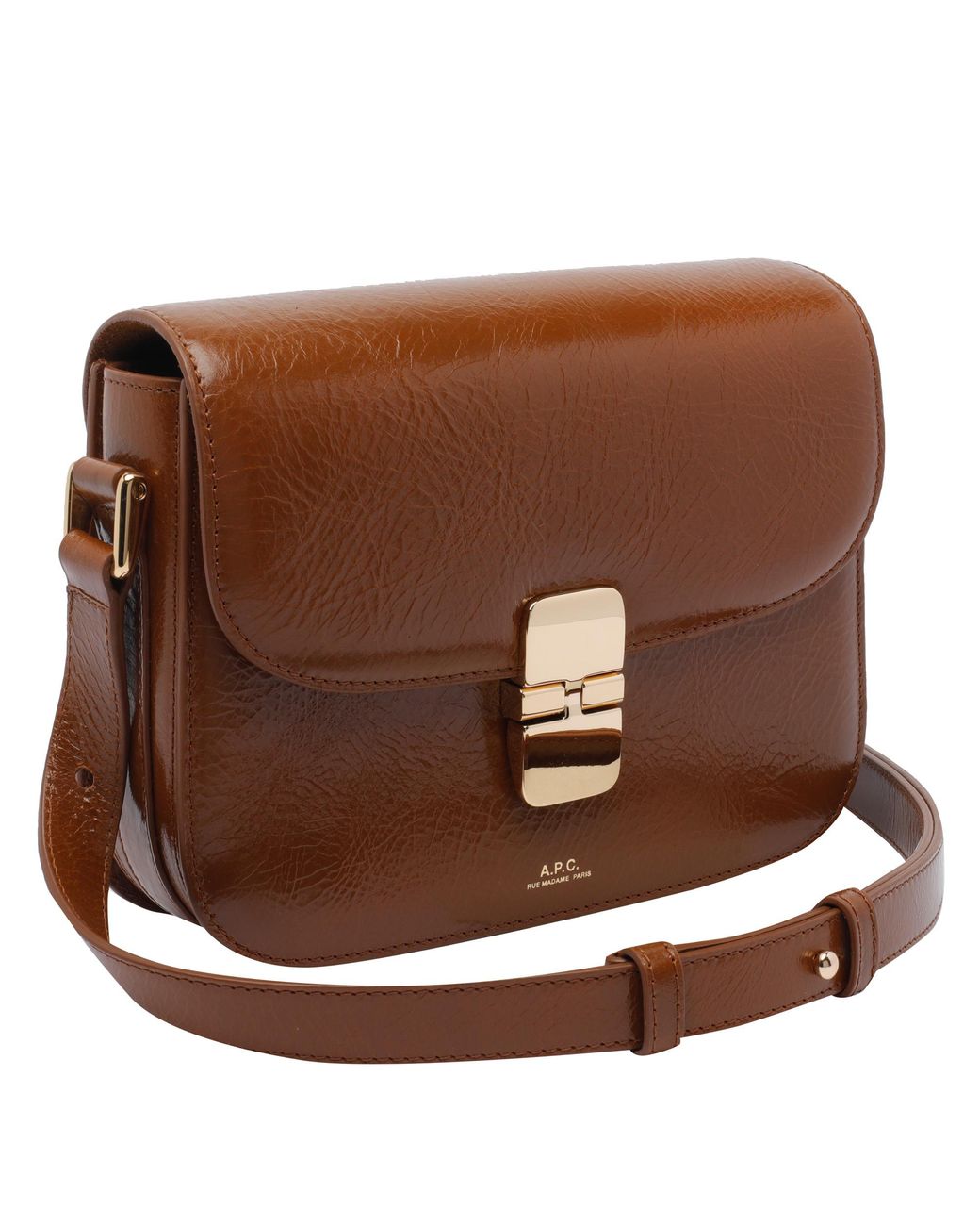 A.P.C. Brown Grace Small Foldover Top Crossbody Bag