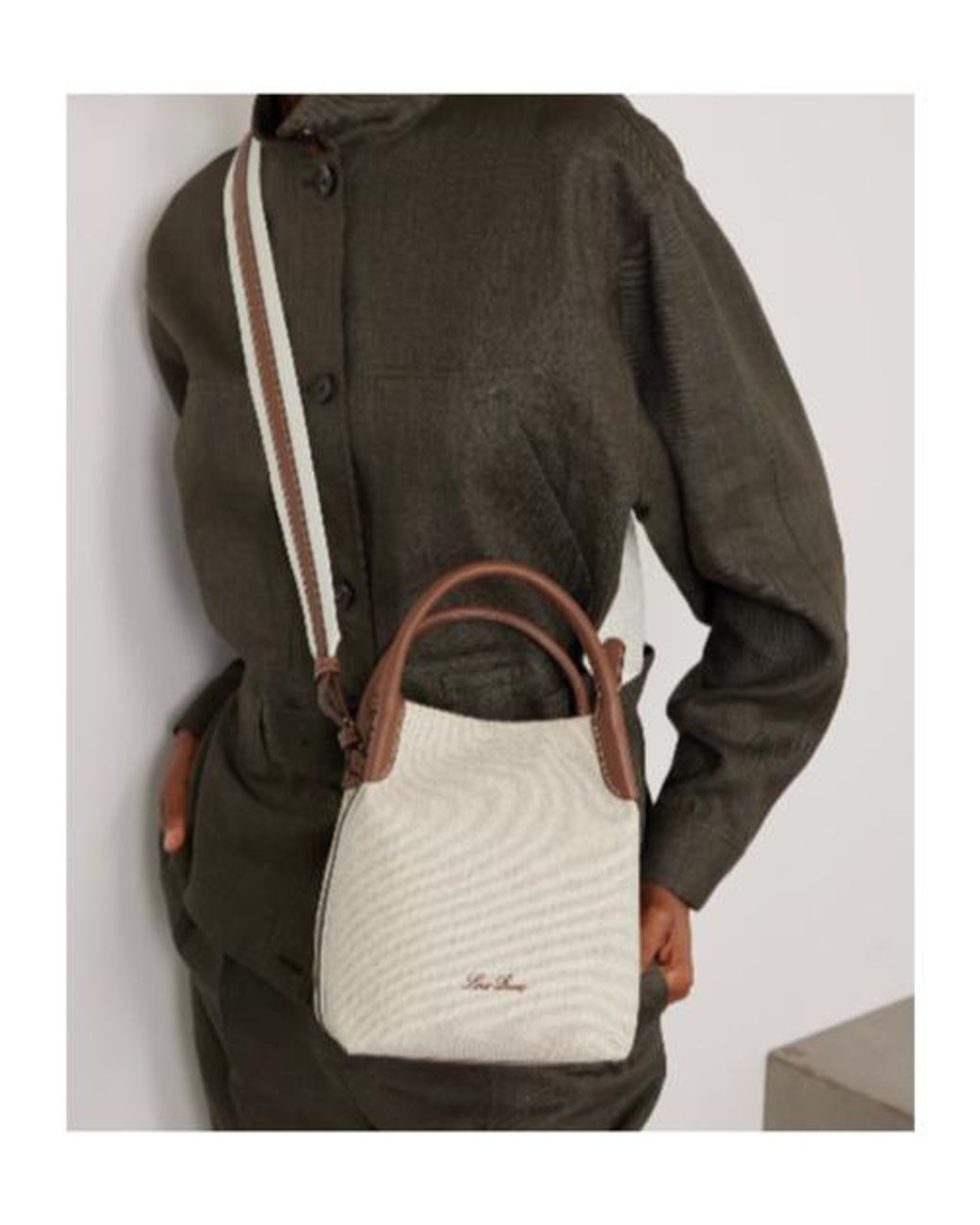 Loro Piana Natural Micro Bale Leather-Trim Tote Bag