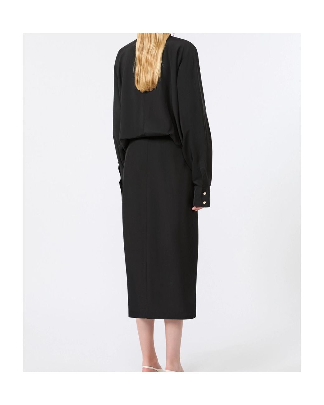 Sportmax Black Oversized Viscose Shirt Dress