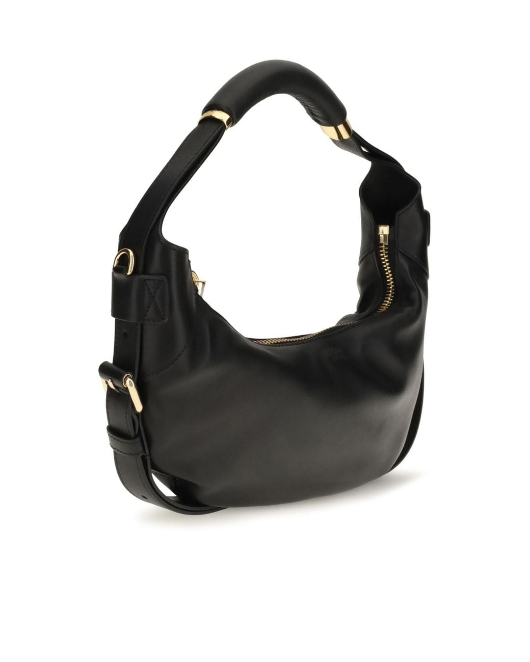 Moschino Black Crescent Leather Shoulder Bag