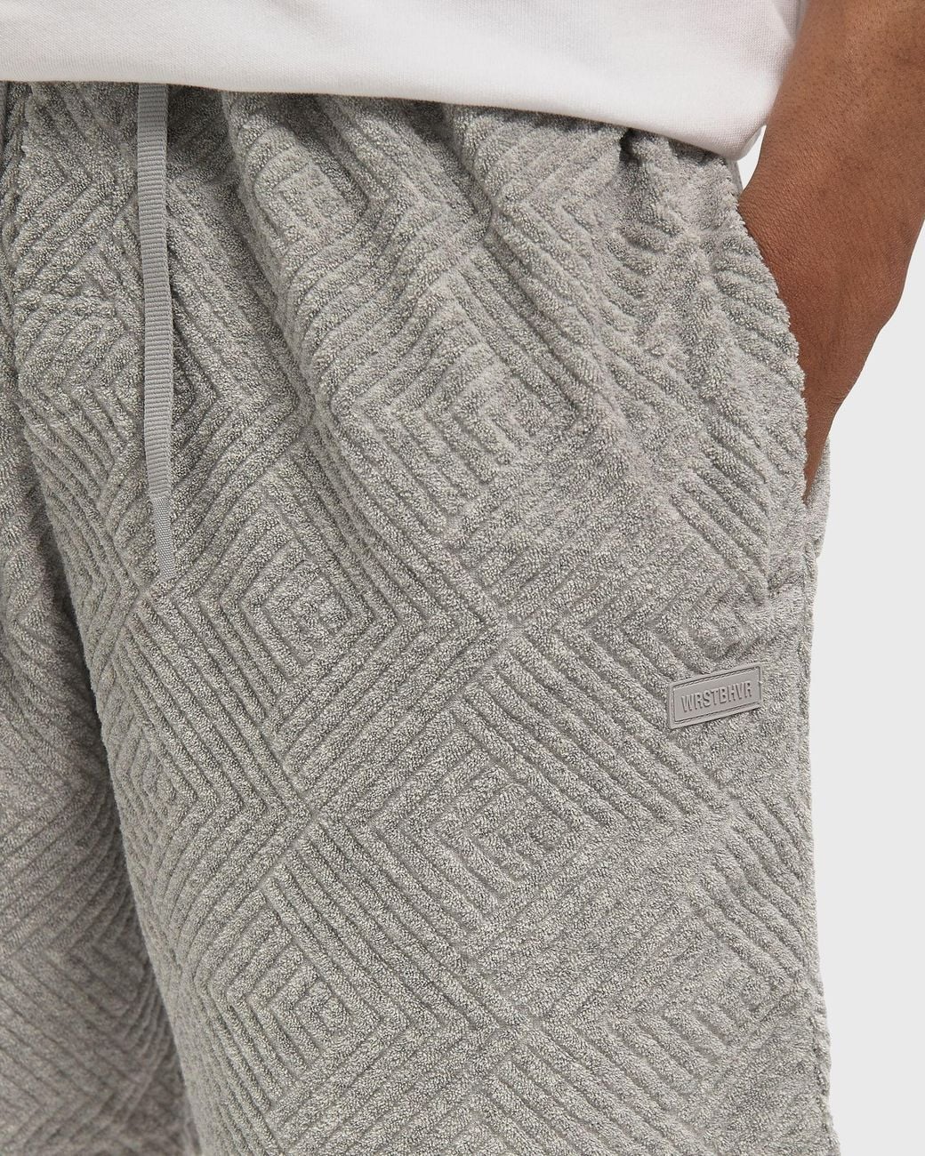 WRSTBHVR Gray Fred V2 Geometric-Patterned Terry-Cloth Shorts for men