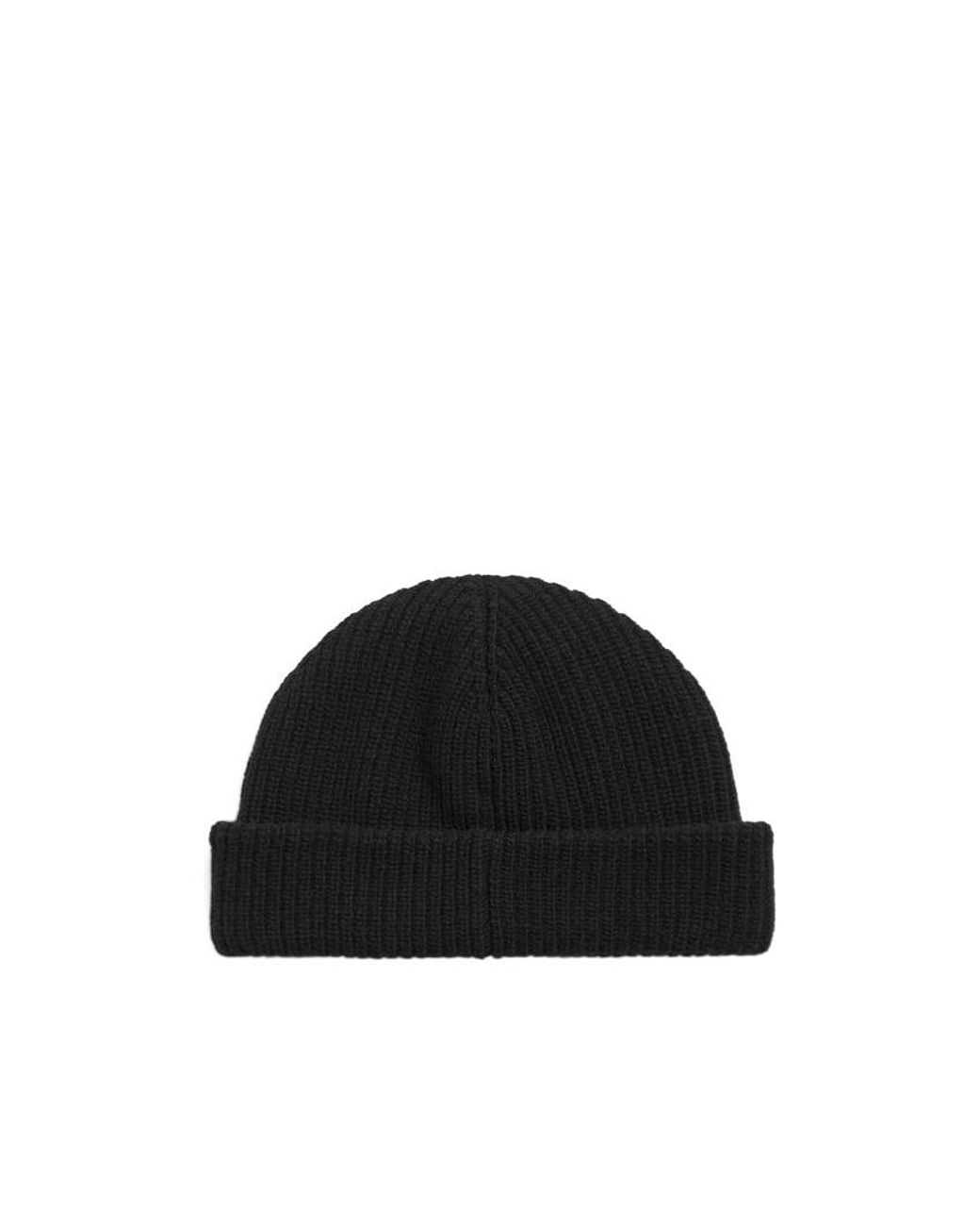 Balenciaga Black Logo Tag Knitted Beanie for men