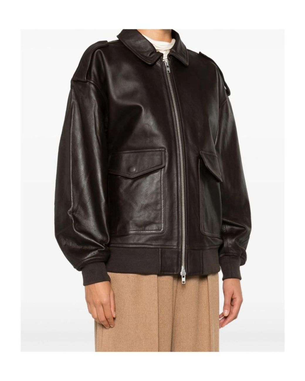 Frankie Shop Black Viper Leather Jacket