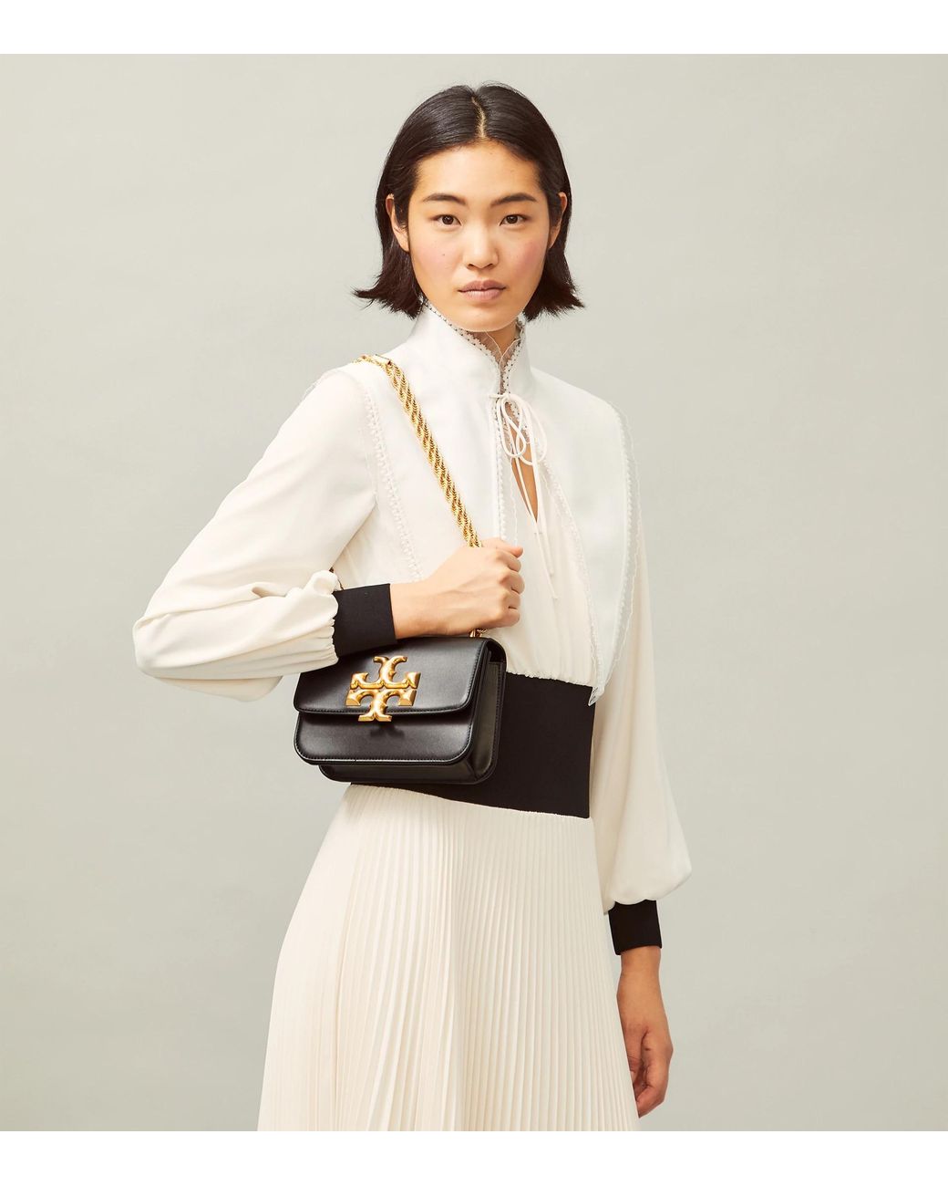 Tory Burch Black Eleanor Logo Plaque Small Shoulder Bag