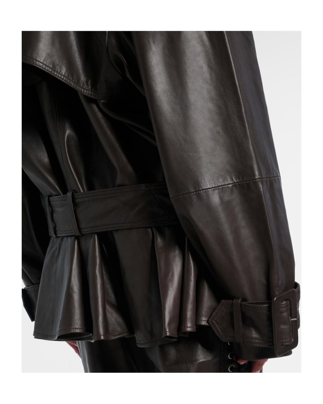 ROTATE BIRGER CHRISTENSEN Black Belted Leather Biker Jacket