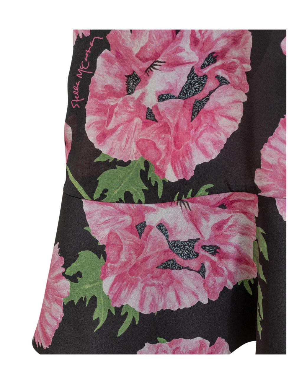 Stella McCartney Black Flower Printed Short-Sleeve Dress