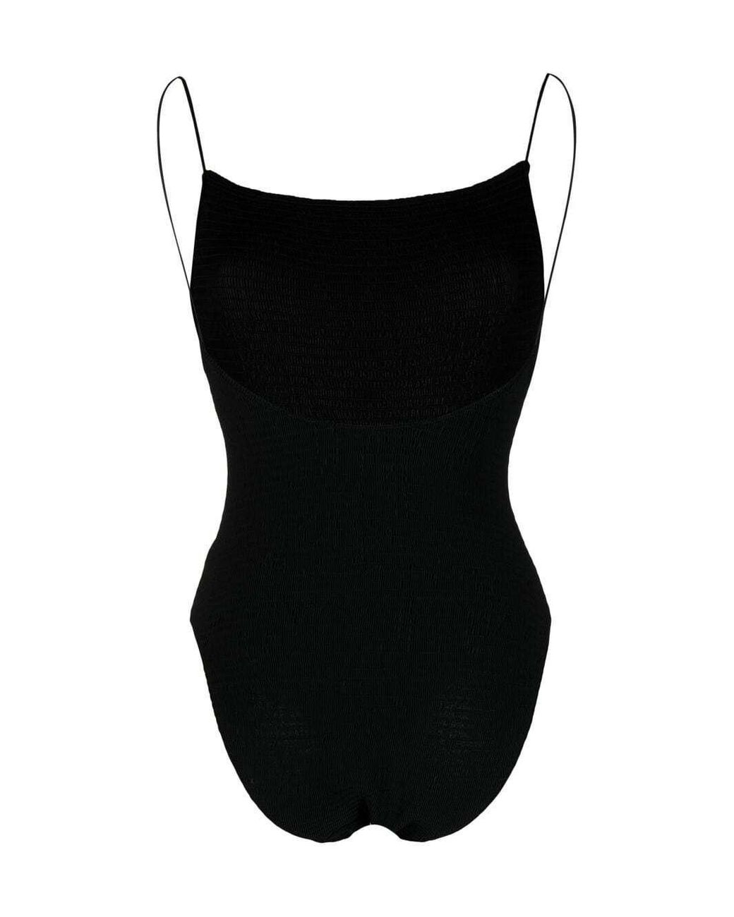 Totême Black Square-Neck Ruched One-Piece
