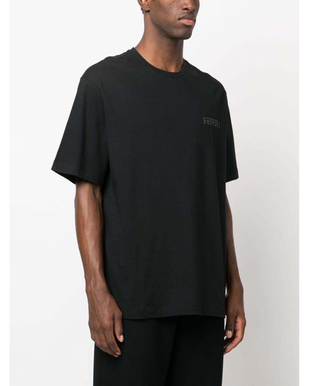 Ferrari Black T-Shirt With Round Neck And Short Sleeves for men