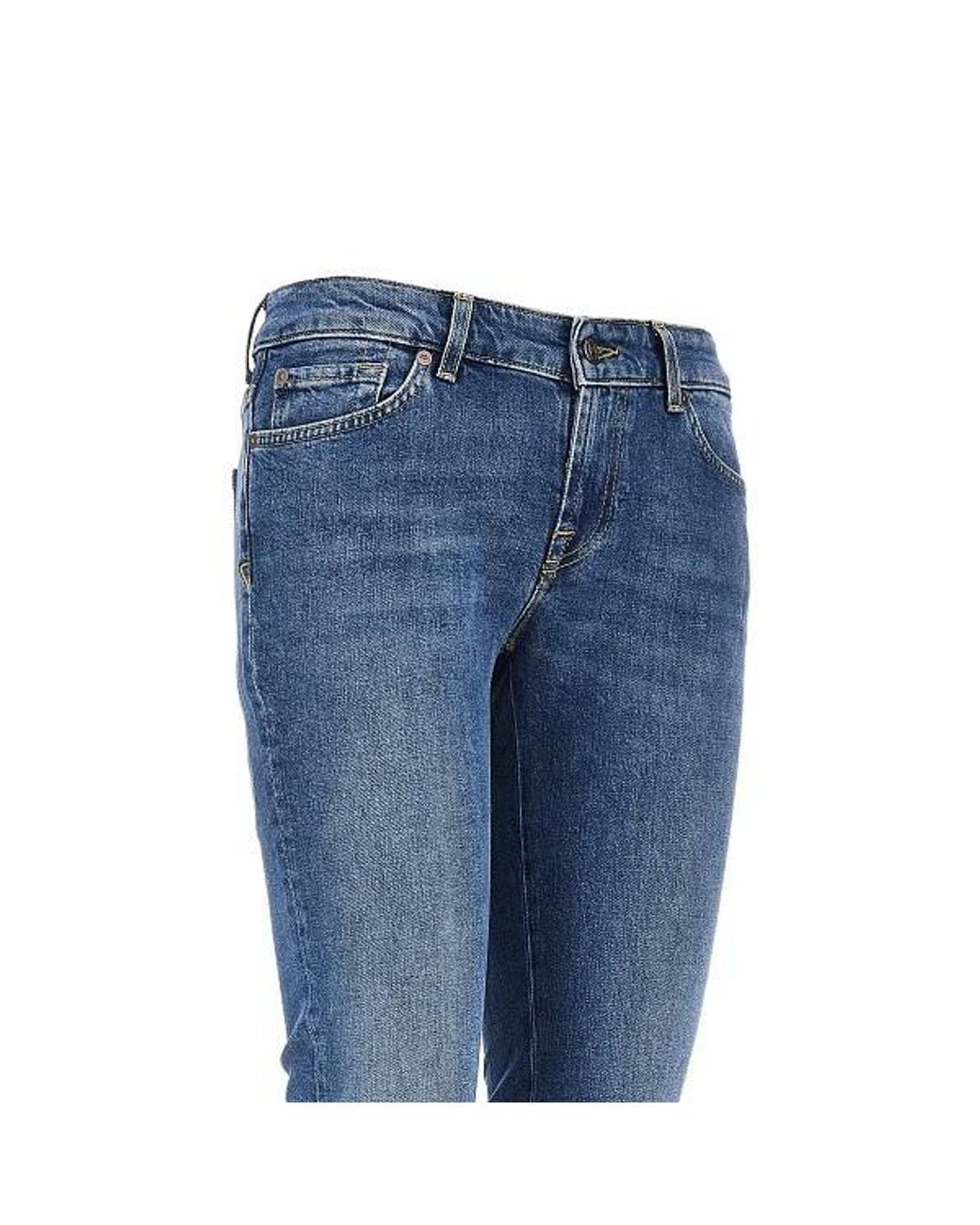 7 For All Mankind Blue Y2K Whiskered Zip-Detail Jeans