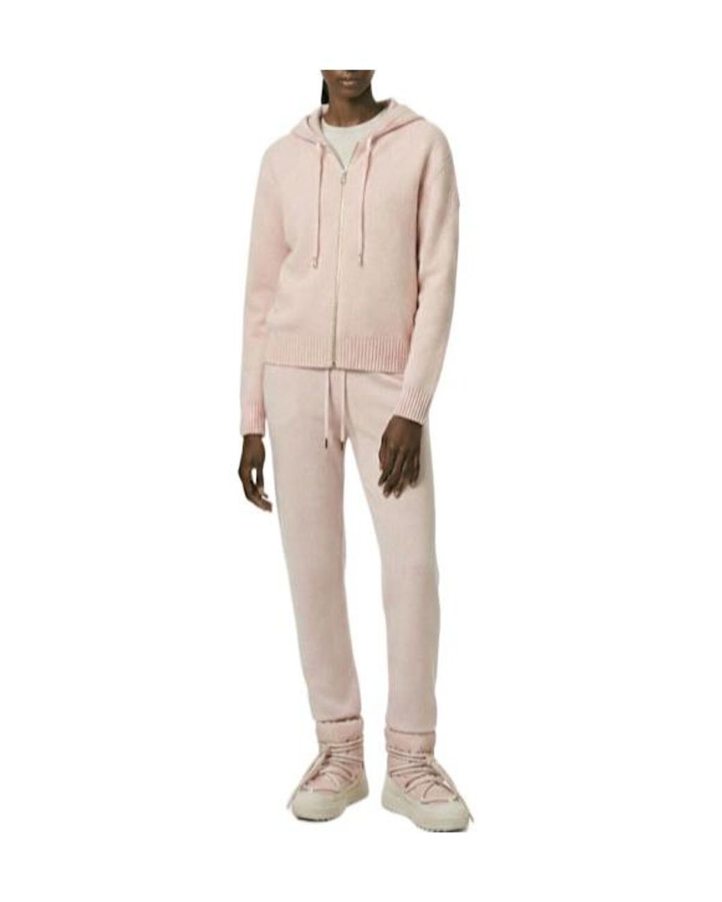 Moncler Pink Wool Cashmere Zip-Up Hoodie