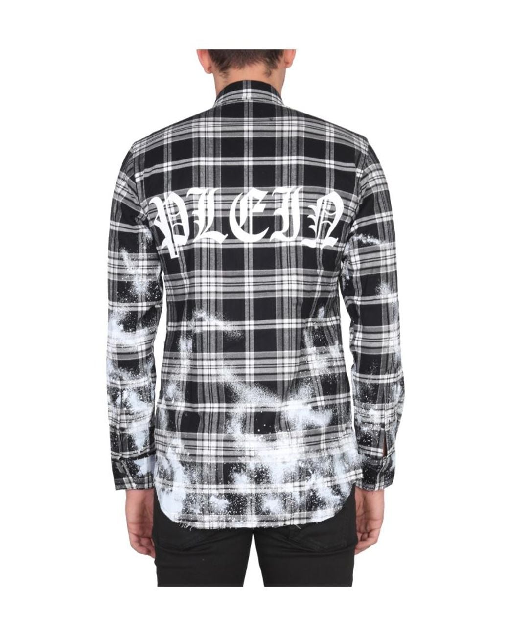 Philipp Plein Gray Gothic Plein Checked Cotton Shirt for men