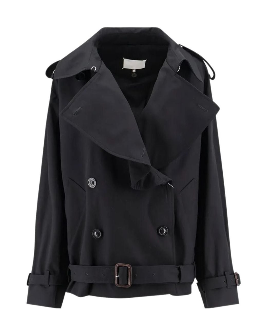 Maison Margiela Black Double-Breasted Cropped Caban