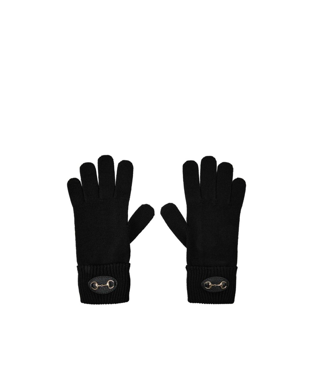 Gucci Black Solid Color Knitted Gloves