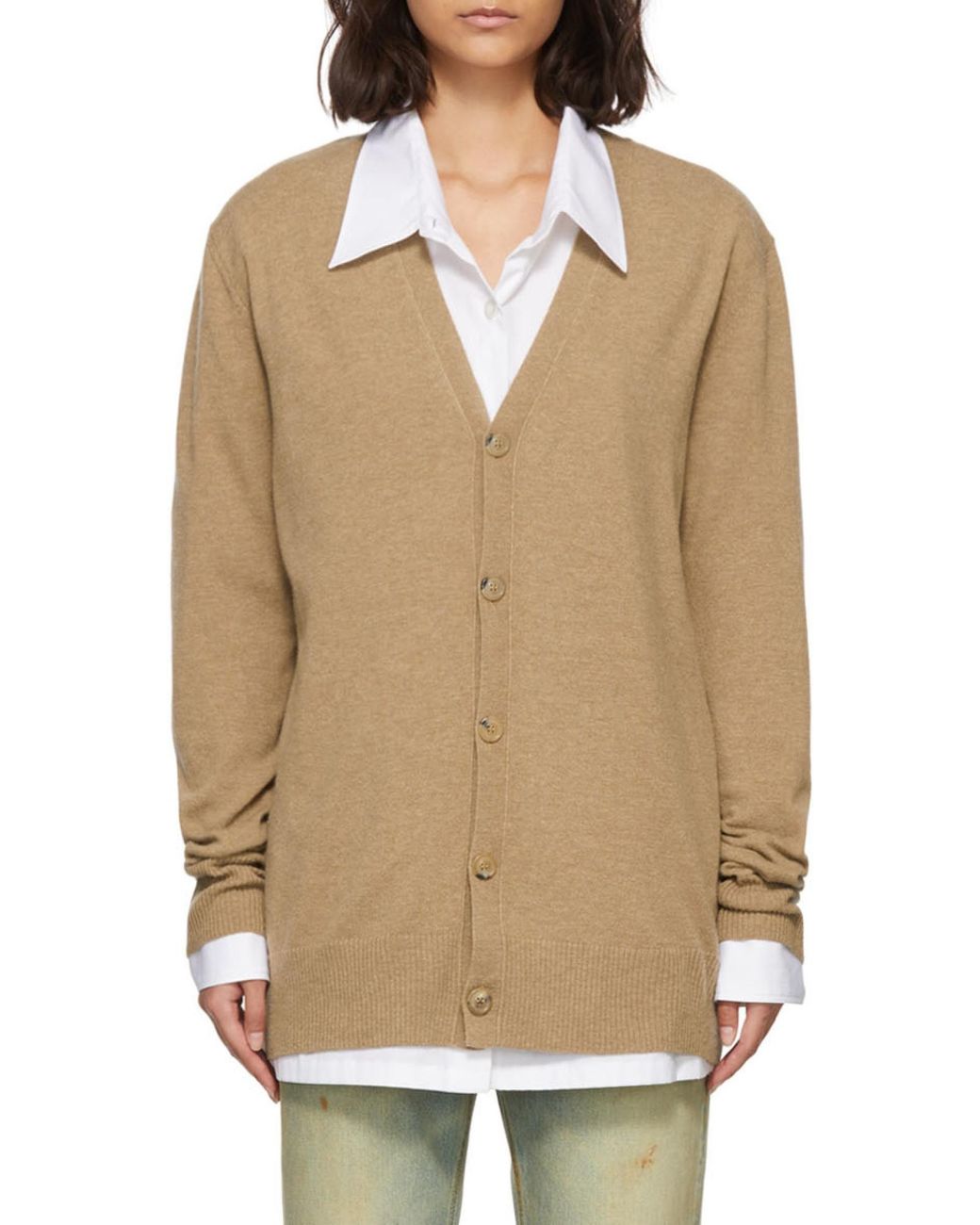 Maison Margiela Brown V-Neck Cardigan for men