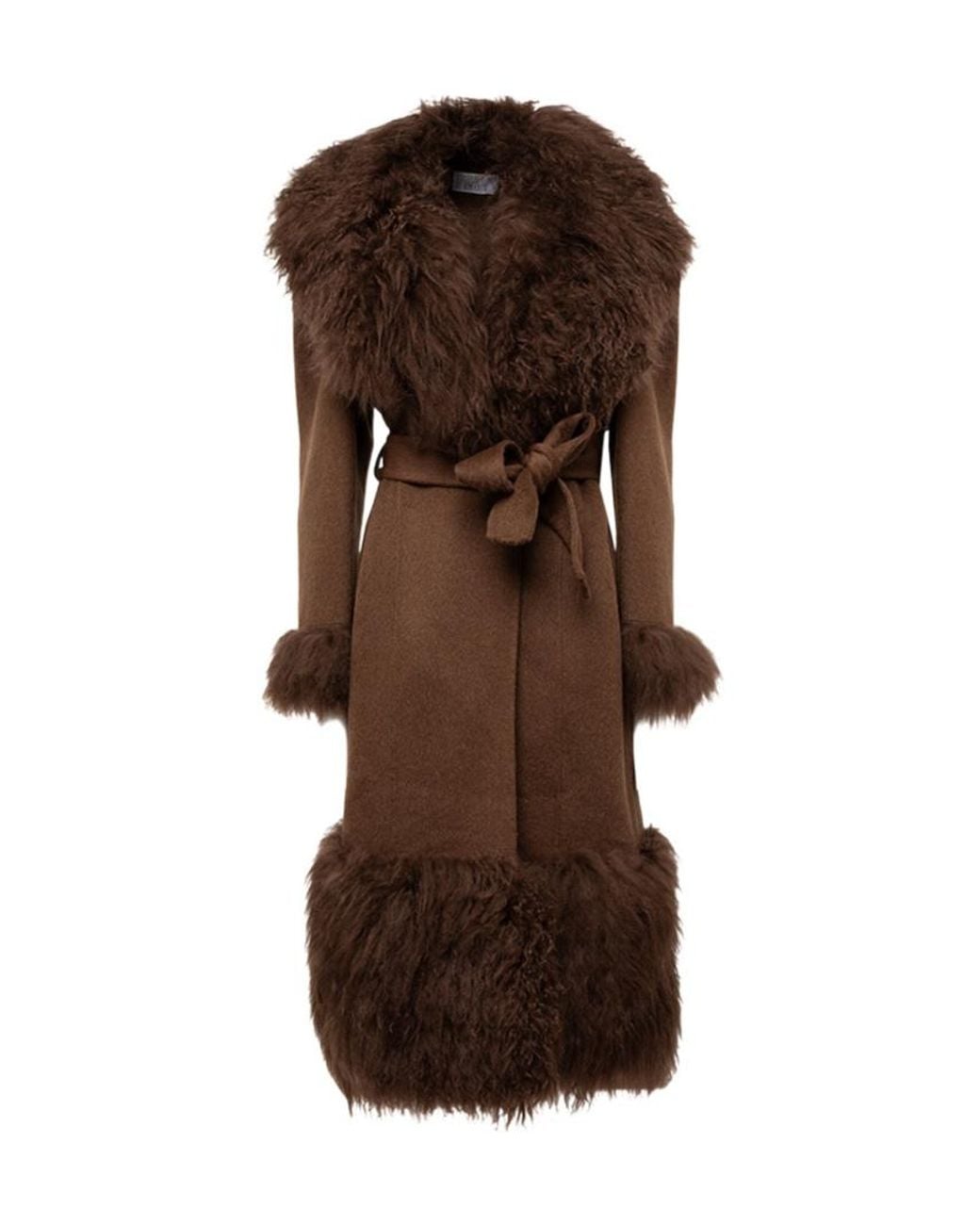 GIUSEPPE DI MORABITO Brown Tie Waist Long-Sleeved Coat