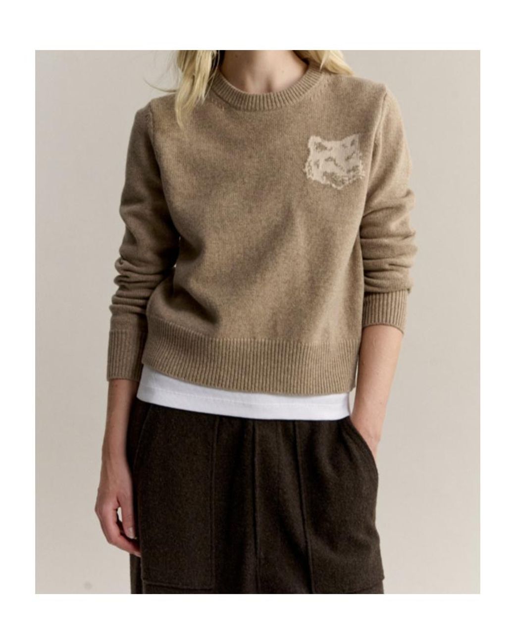 Maison Kitsuné Natural Fox Head Intarsia Merino Jumper