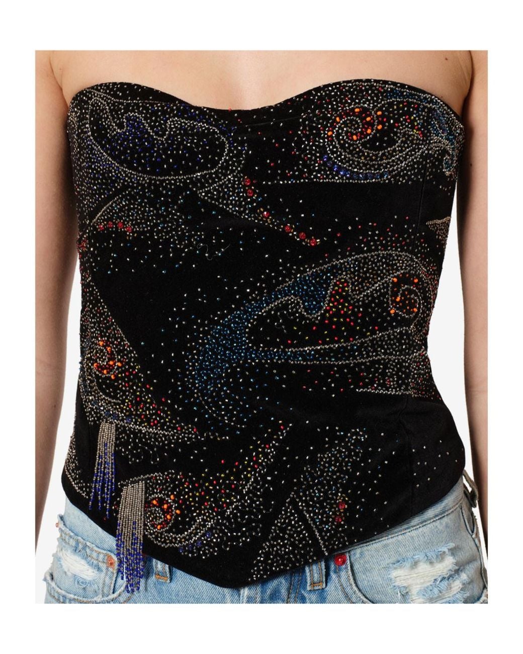 Isabel Marant Blue Jiska Embellished Strapless Top