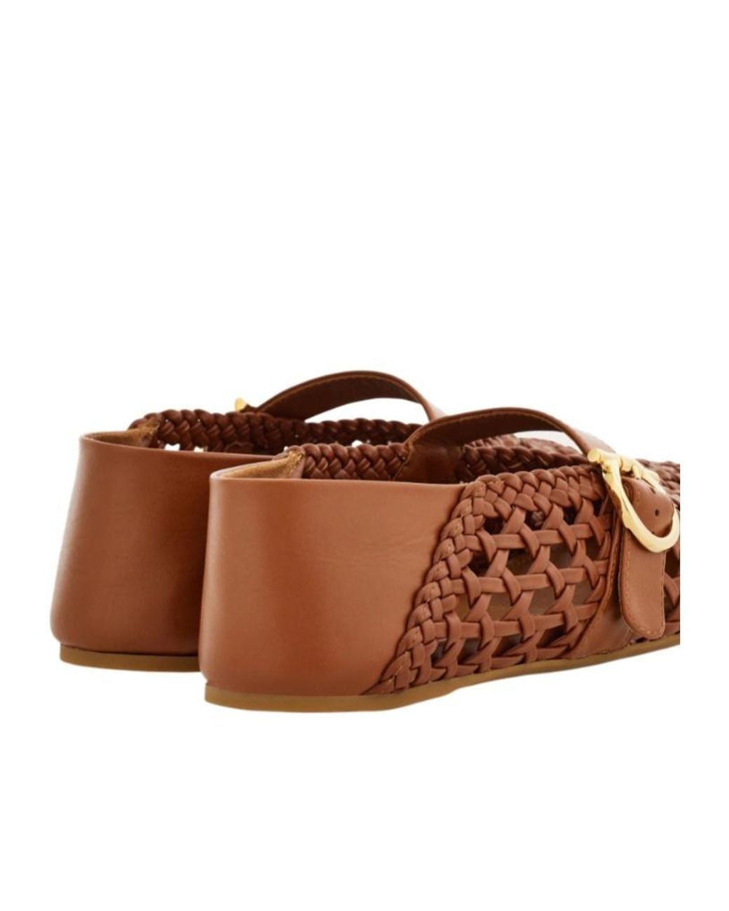 Ferragamo Brown Gancini Buckle Ballet Flat