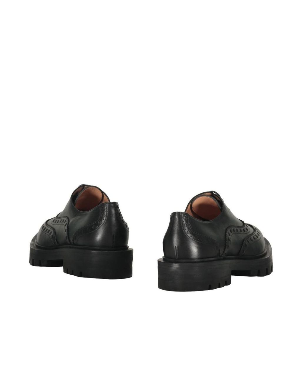 Santoni Black Brogue Lug-Sole Oxford Shoes