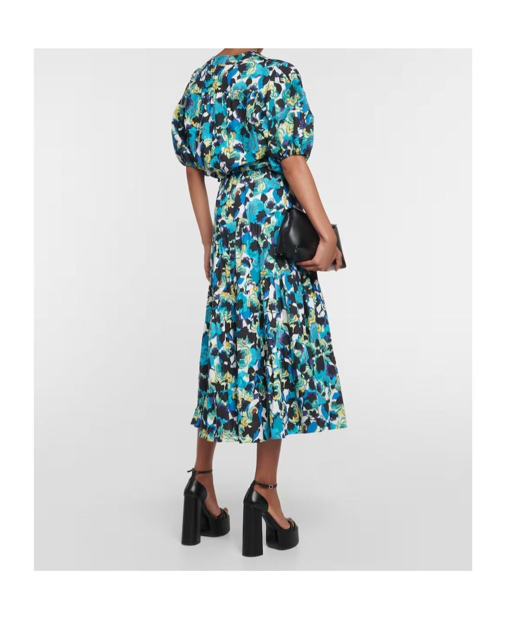 Diane von Furstenberg Blue Dario Floral Cotton-Blend Top