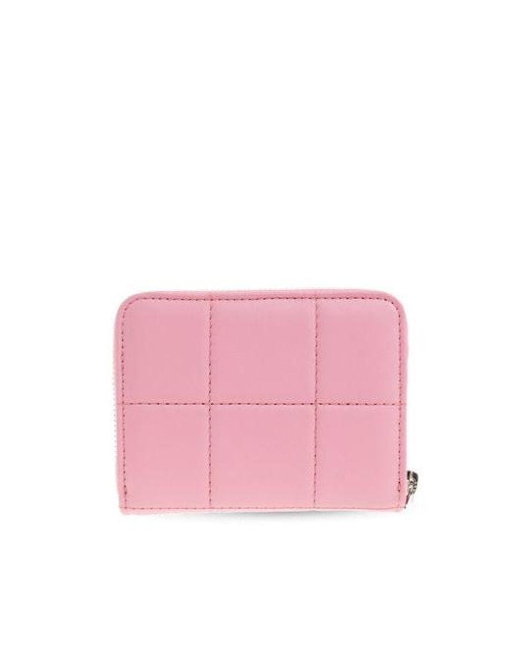 DSquared² Pink Logo Plaque Zip-Around Quilted Wallet