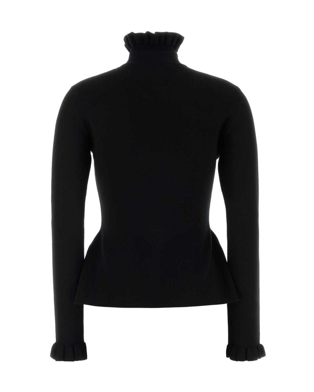 Blumarine Black Rose Embroidered Turtleneck Sweater