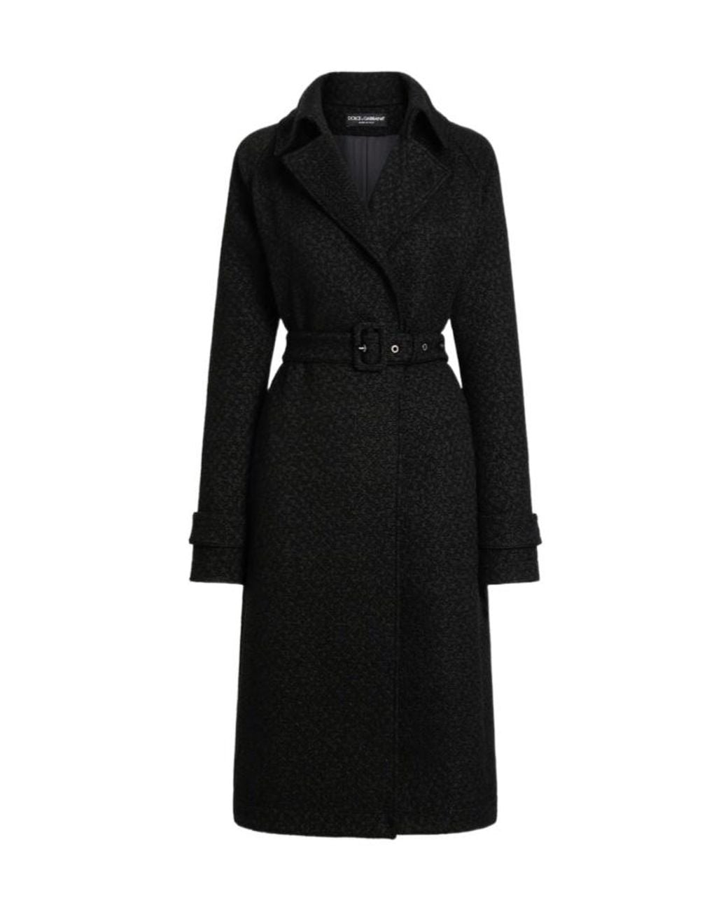 Dolce & Gabbana Black Tweed Trench Coat