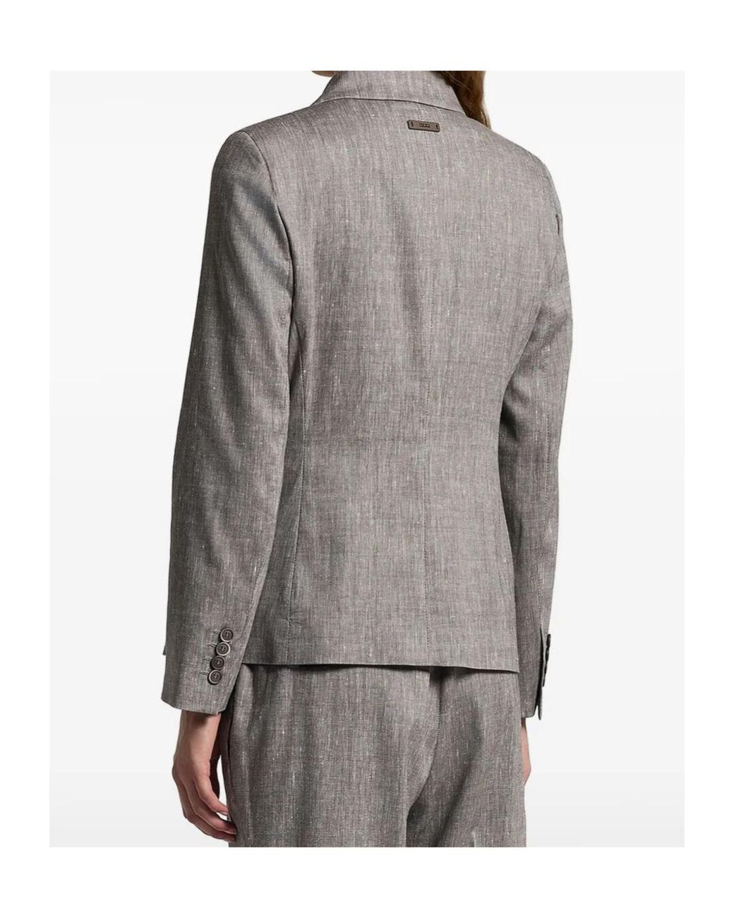 Peserico Gray Double-Breasted Regular-Fit Blazer