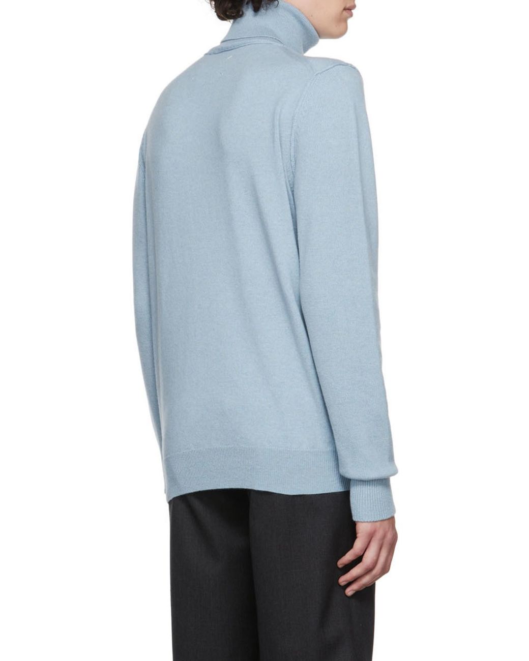 Maison Margiela Blue Roll-Neck Knitted Jumper for men