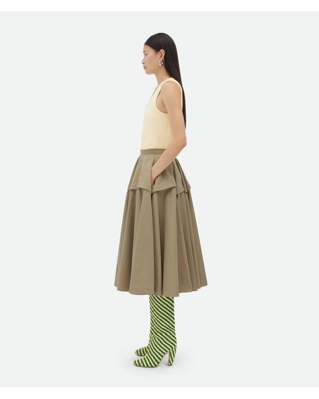 Bottega Veneta Natural Compact A-Line Skirt