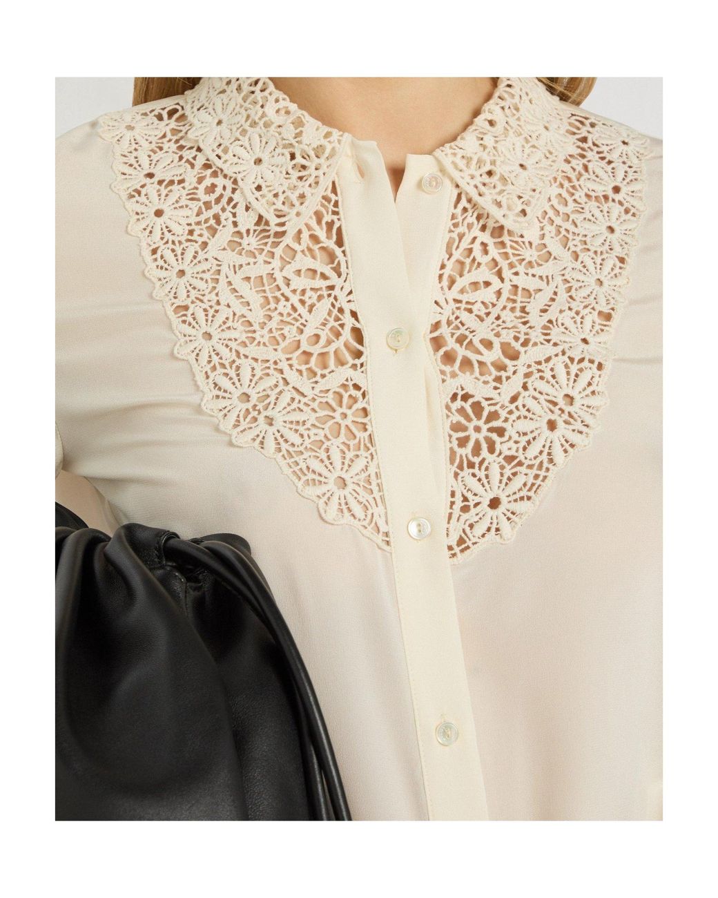 Nili Lotan White Zola Long-Sleeve Lace Shirt