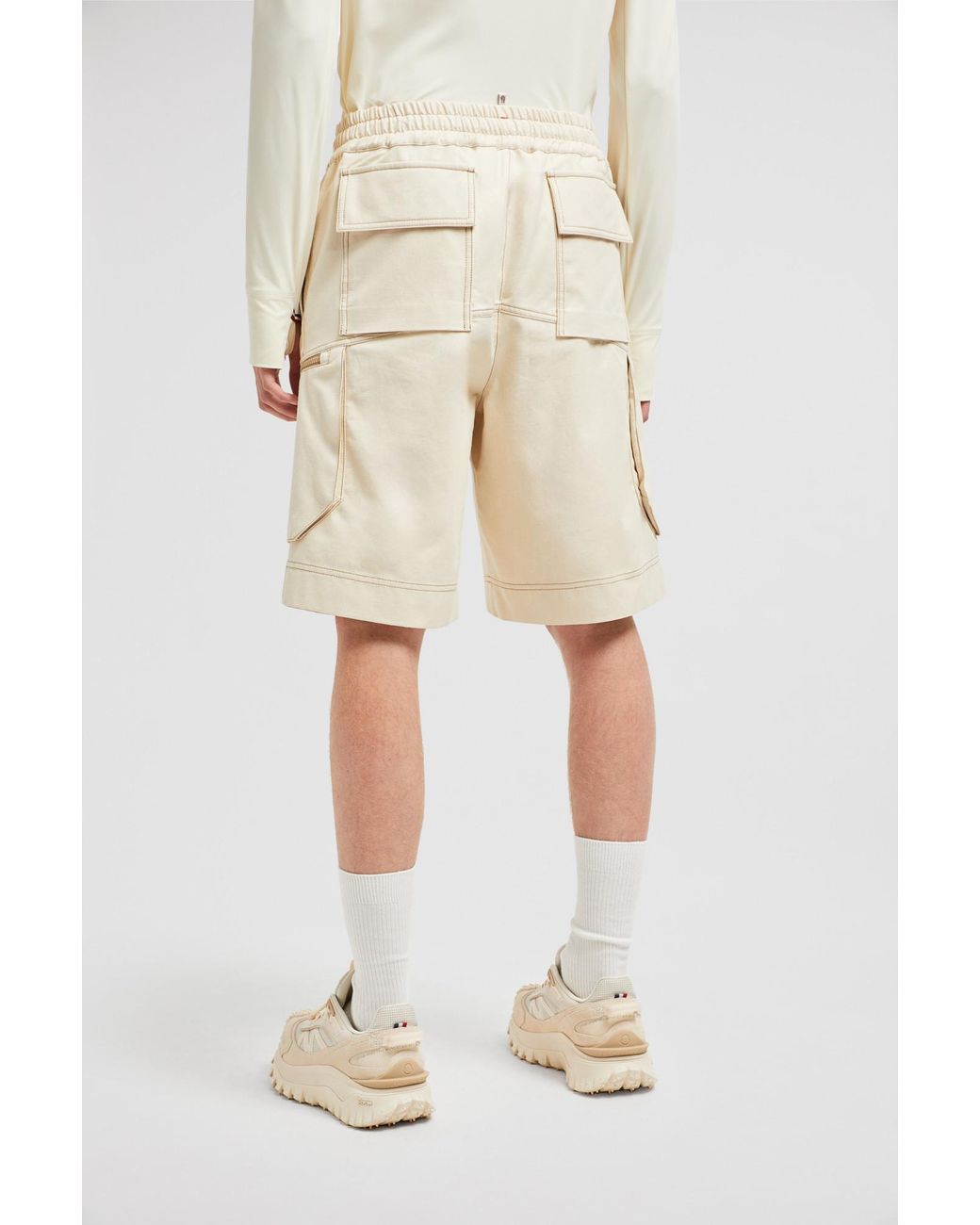 Moncler Natural Grenoble Drill Cargo Shorts for men