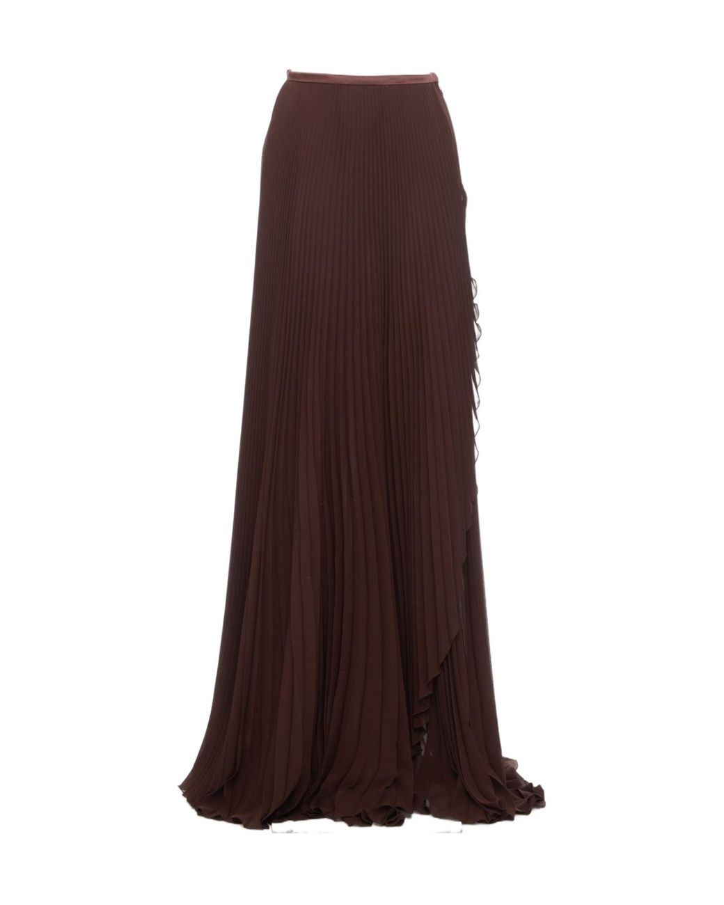 Valentino Brown High Waist Pleated Skirt